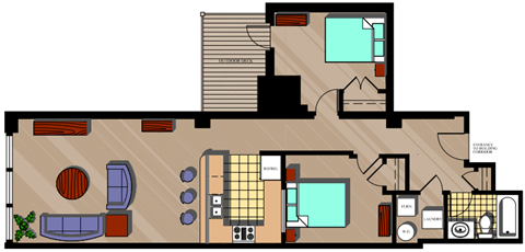 a floor plan of a house with roommates
